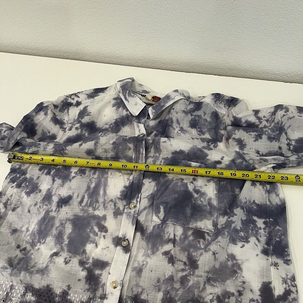 Pilcro Anthropologie The Cate Tie Dye Embroidered Button Down Shirt Size L - Picture 6 of 8